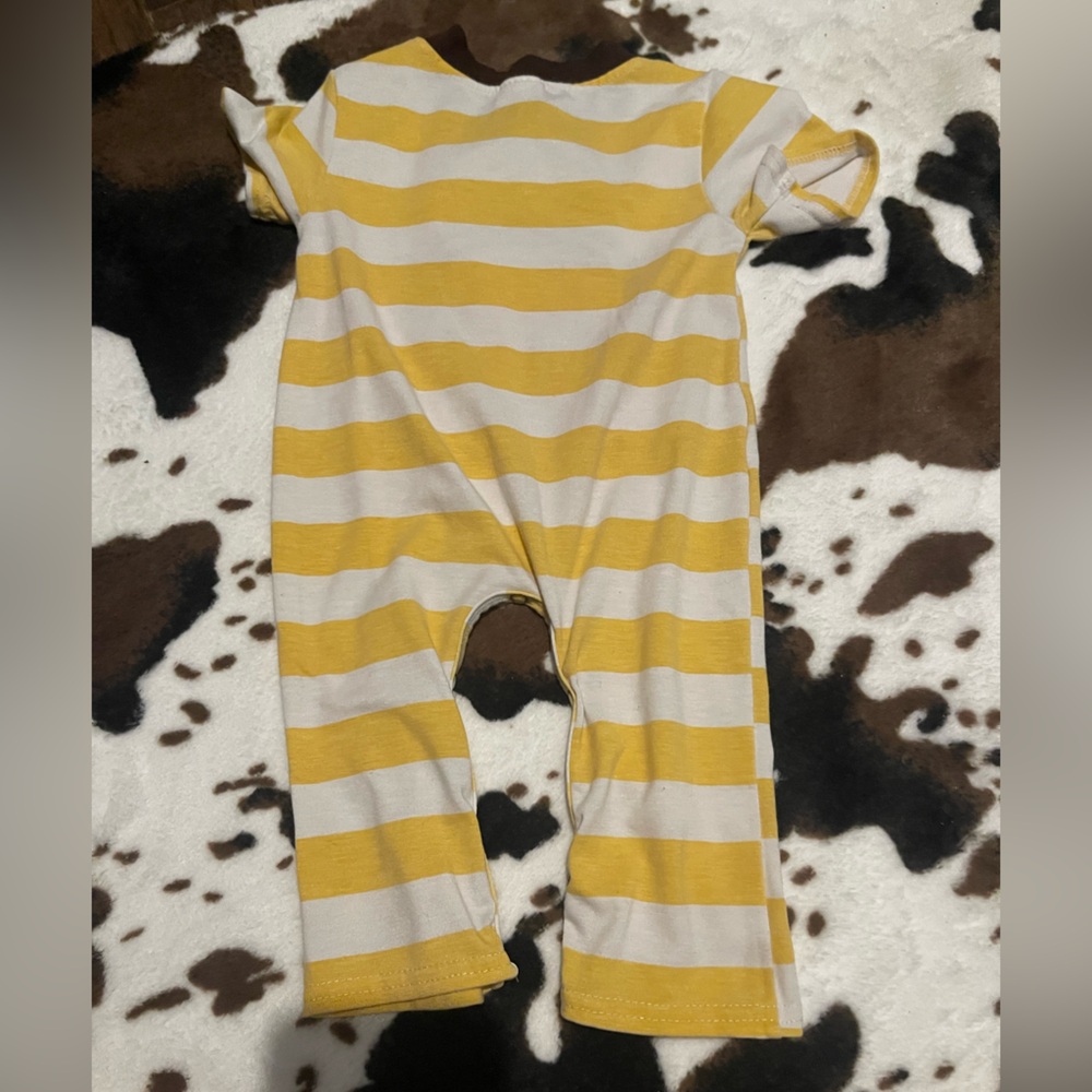 Striped Yellow and White Kids One Piece - Picture 2 of 2